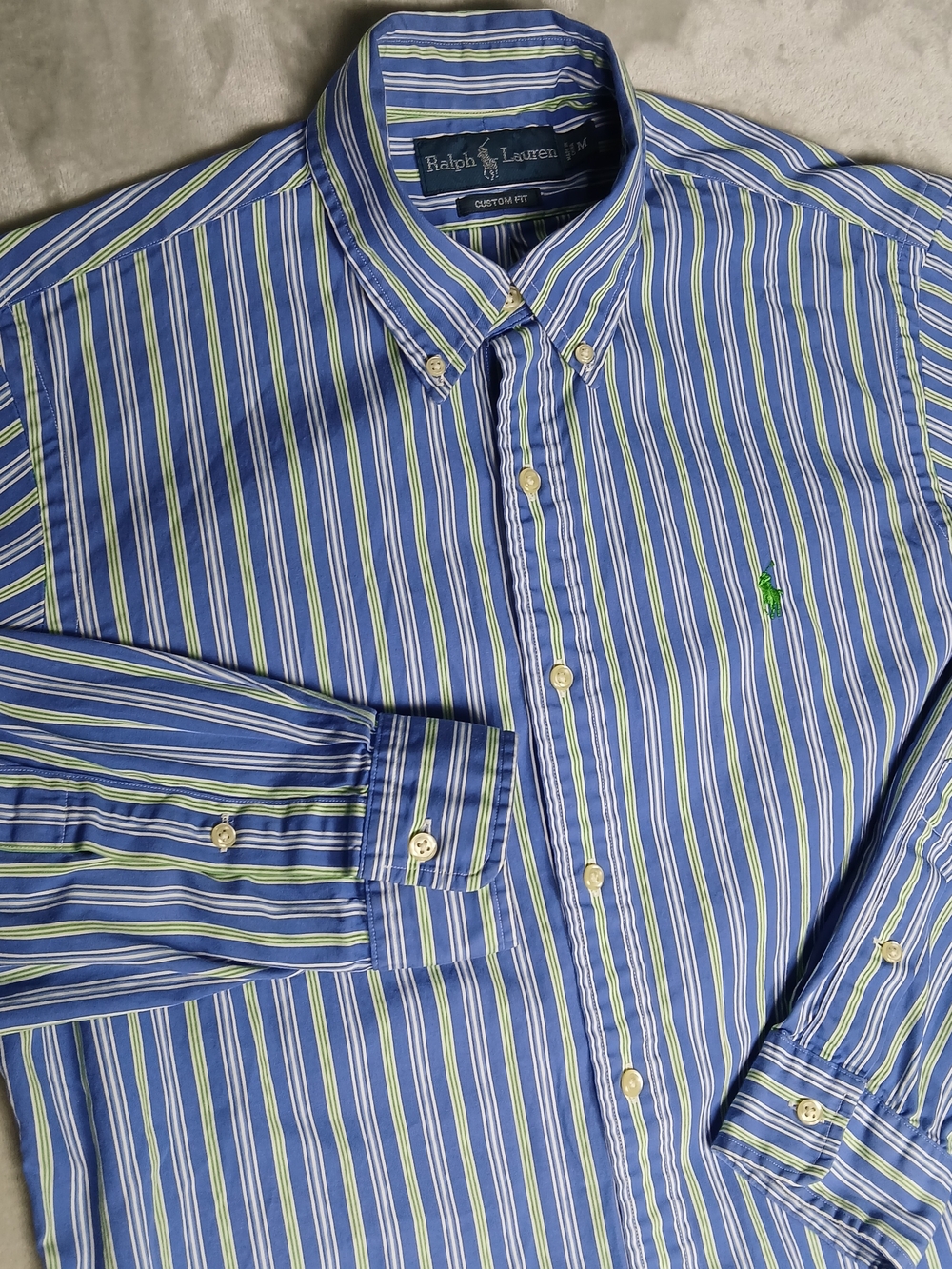 Ralph Lauren Button Down Shirt M Men's Long Sleeve Custom Fit Striped
